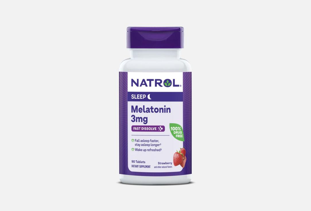 Мелатонин со вкусом клубники NATROL 3 мг в быстрорастворимых таблетках 90 шт