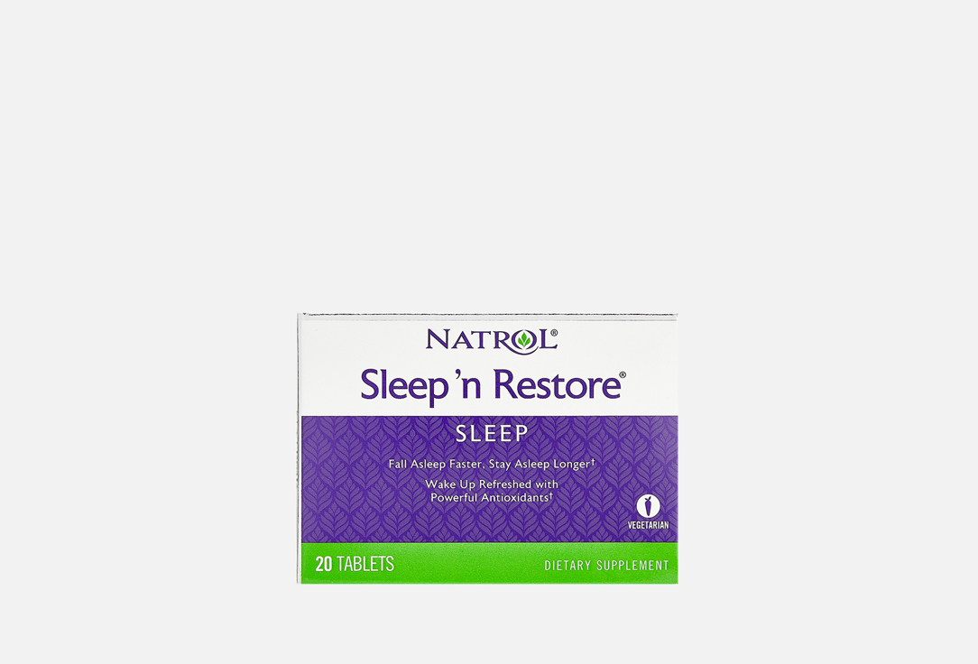 Комплекс витаминов для здорового сна NATROL Sleep ‘n Restore мелатонин, валериана, L-глутамин 20 шт биотин natrol таблетки быстрорастворимые 10000мкг 60шт