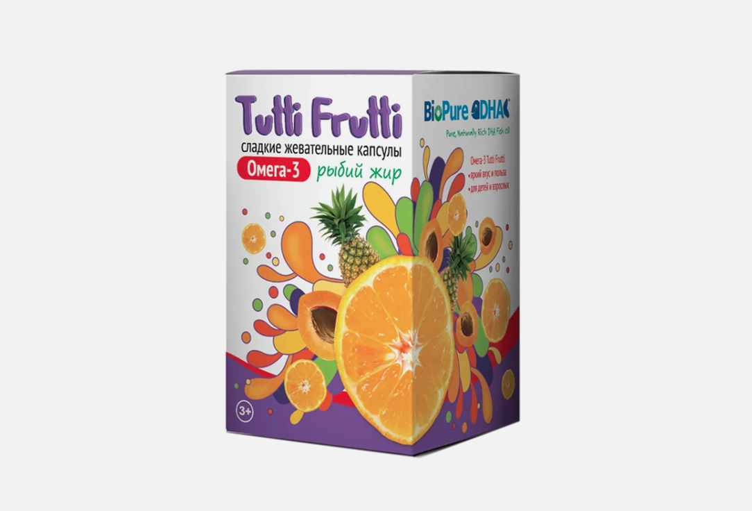 Омега-3 TUTTI FRUTTI Tutti Frutti 290 мг в жевательных капсулах 45 шт леденец на подложке ты как чудо вкус тутти фрутти 15 г