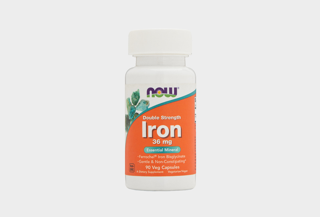 now double strength iron 36 mg 90 veg capsules железо бисглицинат 36 мг железо NOW 36 мг в таблетках 90 шт
