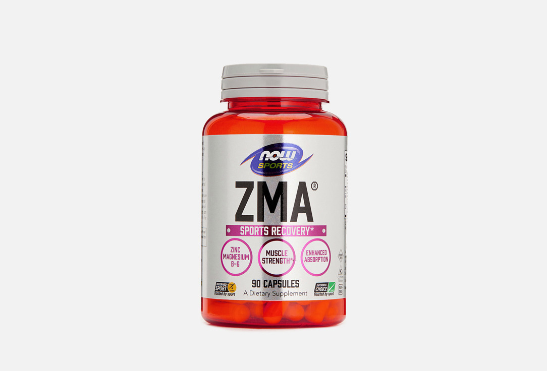 цена Биологически активная добавка NOW ZMA Витамин В, Магний, Цинк в капсулах 90 шт