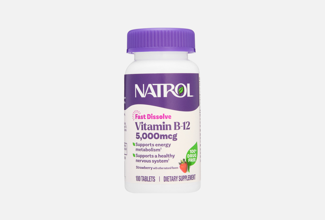 

Витамин B12 NATROL, Energy support 5000 мкг в таблетках 100 шт
