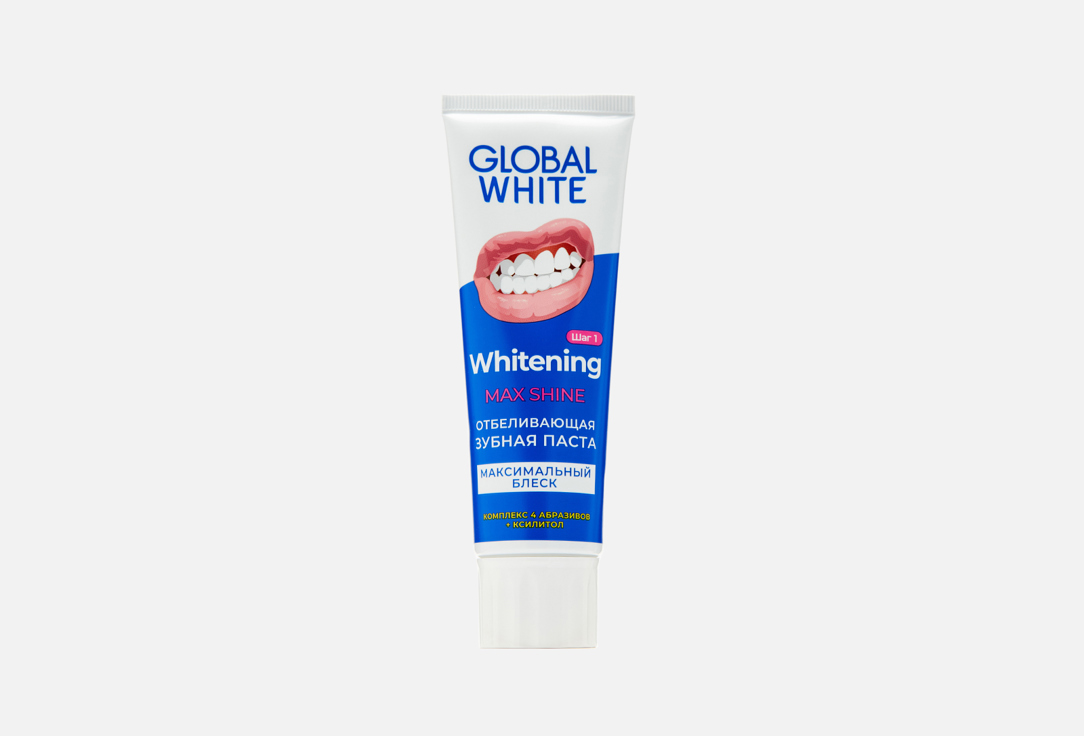 Отбеливающая зубная паста GLOBAL WHITE MAX SHINE 100 г зубная паста global white global white реминерализирующая 100 г