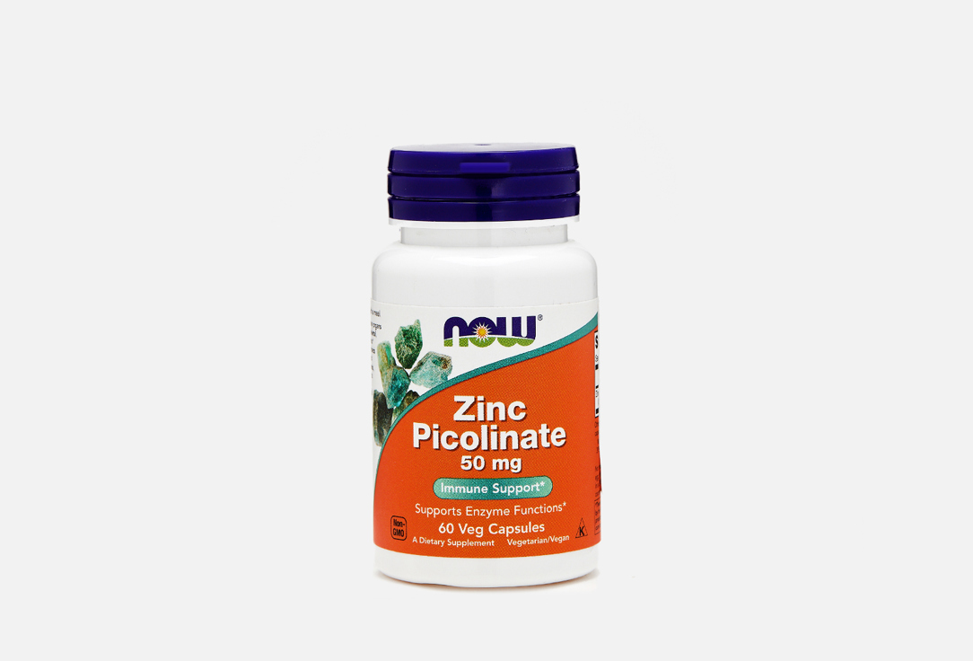 Цинк NOW Zinc picolinate 50 мг в капсулах 60 шт цинк now 50 мг zinc picolinate в капсулах 120 шт