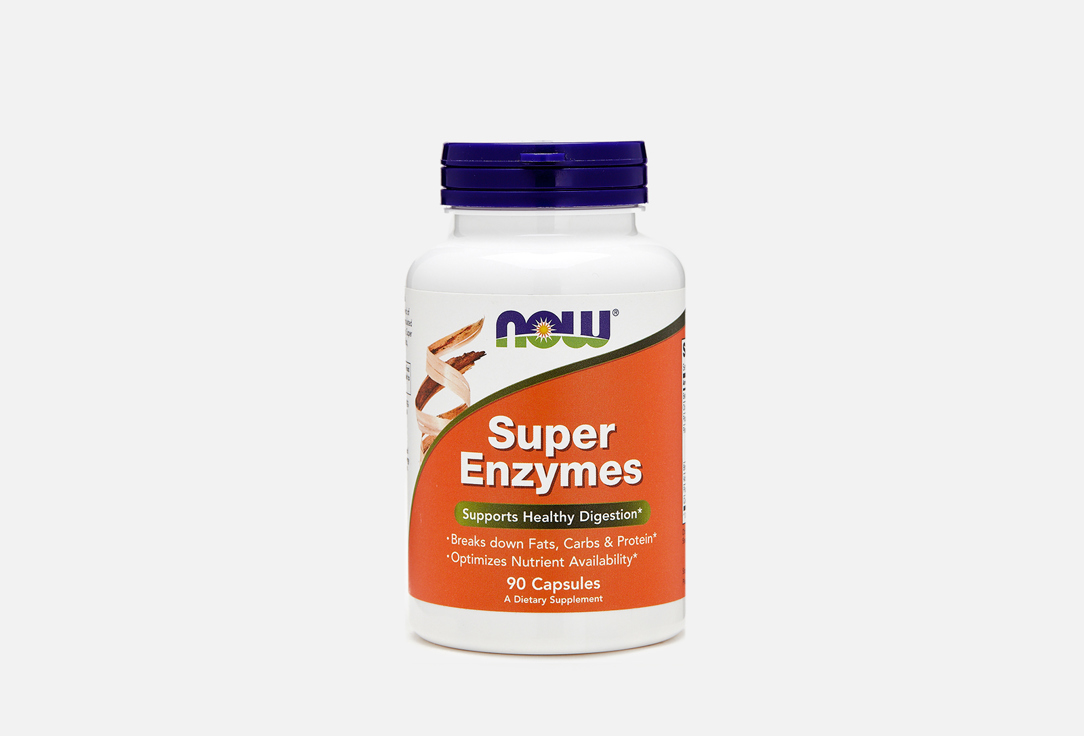 БАД для поддержки пищеварения NOW Super Enzymes Бетаин, Панкреатин, Бромелаин, Пепсин в капсулах 90 шт цена и фото