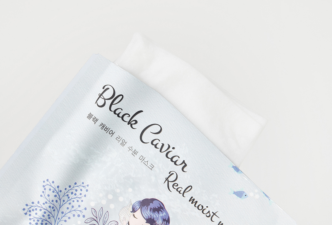 Маска на тканевой основе с экстрактом икры  Clara's Choice Black Caviar Real Moist Mask 