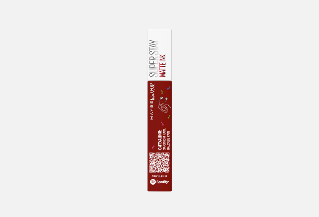 Суперстойкая жидкая матовая помада для губ MAYBELLINE NEW YORK Super Stay Matte Ink x Spotify: За окном rain, на душе pain 5 мл роза инк спотс викс