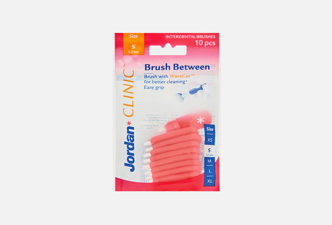 Зубные ёршики 0,5мм JORDAN Interdental Brushes Clinic Brush Between Size S 10 шт цена и фото