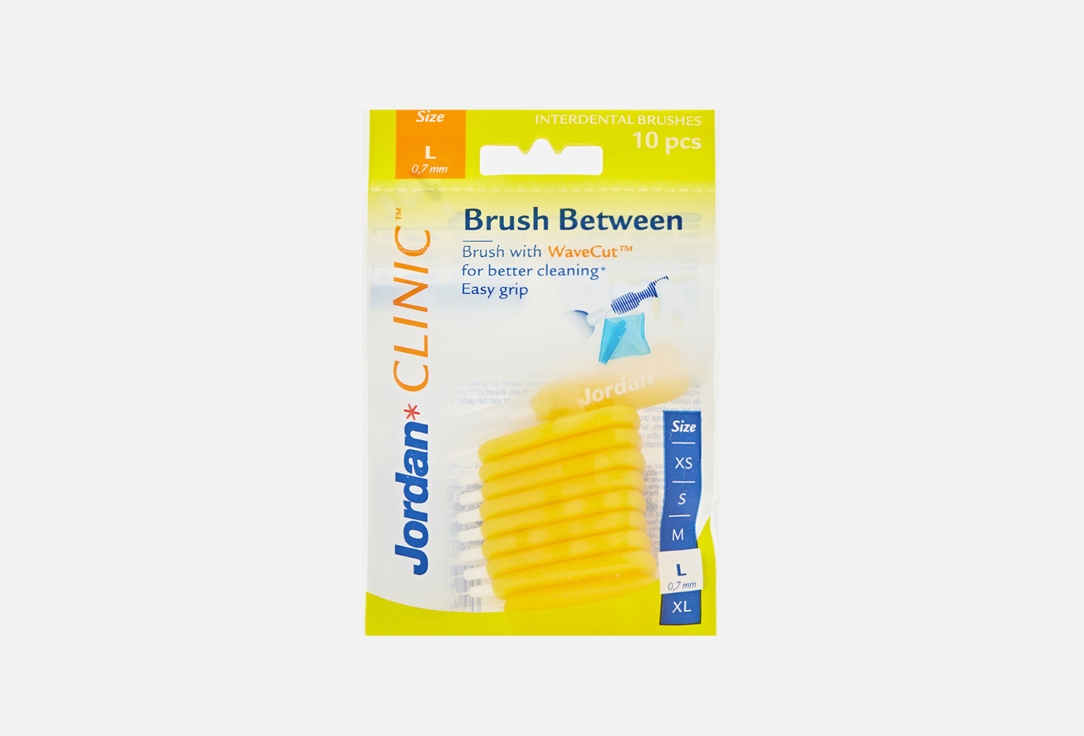 цена Зубные ёршики0,7мм JORDAN Interdental Brushes Clinic Brush Between Size L 10 шт