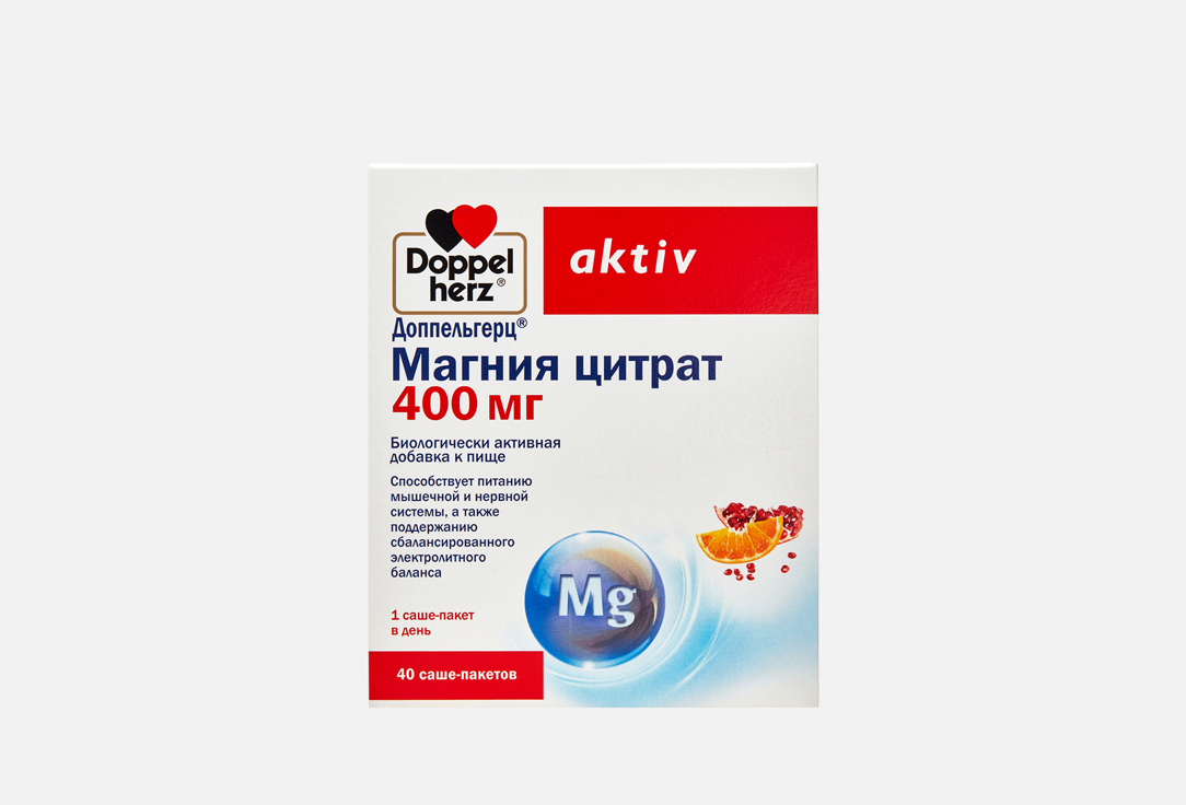 

БАД для поддержки нервной системы DOPPELHERZ, Магния цитрат 400 мг в саше 40 шт
