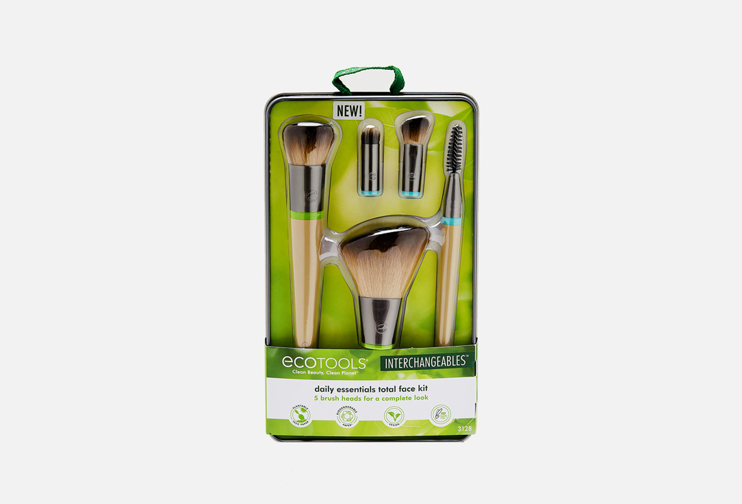 Набор кистей для макияжа (5 сменных насадок и 2 ручки) ECOTOOLS Interchangeables Daily Essentials Total Face Kit 1 шт