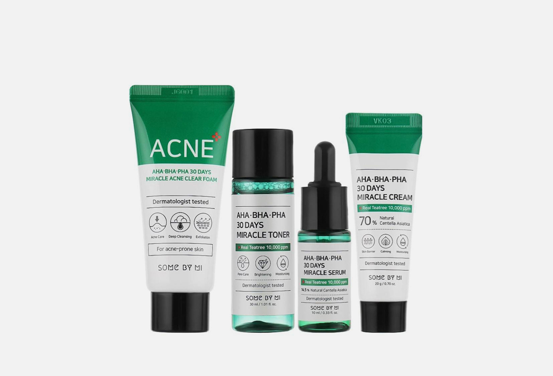 Изображение товара Набор для проблемной кожи SOME BY MI 30 DAYS MIRACLE AC SOS KIT очищение и увлажнение