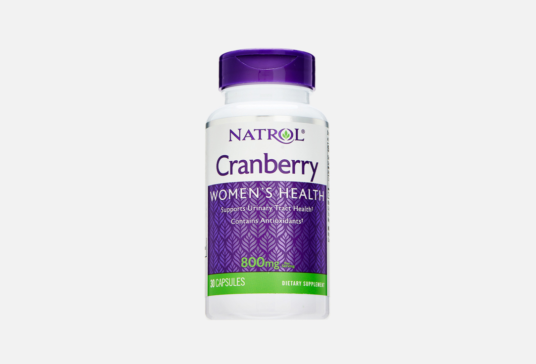 БАД для женского здоровья NATROL Cranberry 800 мг в капсулах 30 шт бад для женского здоровья 1win биотин фолиевая кислота омега 3 в капсулах 30 шт