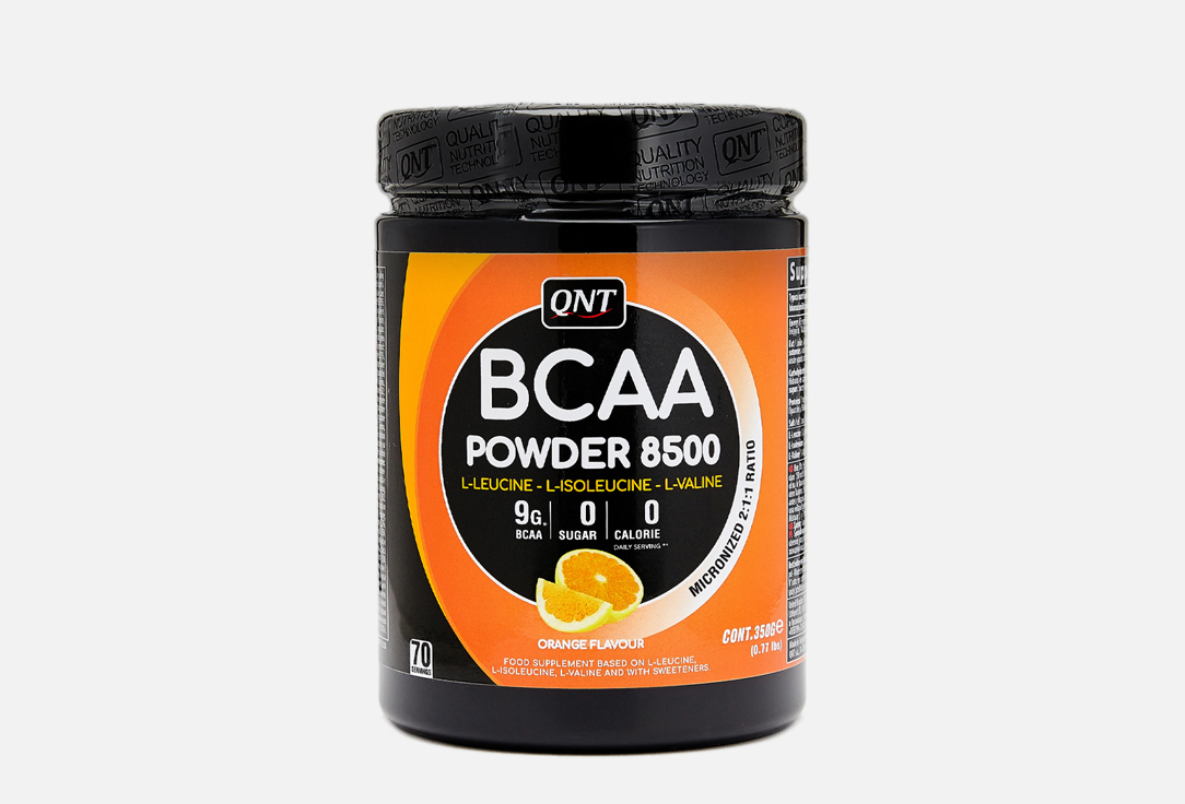 Комплекс аминокислот со вкусом апельсина QNT BCAA 8500 Instant Powder Orange Flavour 350 г комплекс аминокислот со вкусом лимона qnt bcaa 8500 instant powder lemon flavour 350 гр
