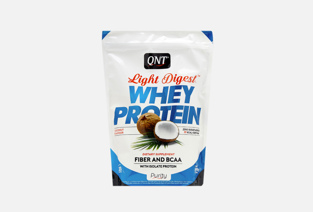 Протеин со вкусом кокоса QNT Light Digest Whey Protein 500 г протеин со вкусом кьюбердон qnt light digest whey protein 500 гр