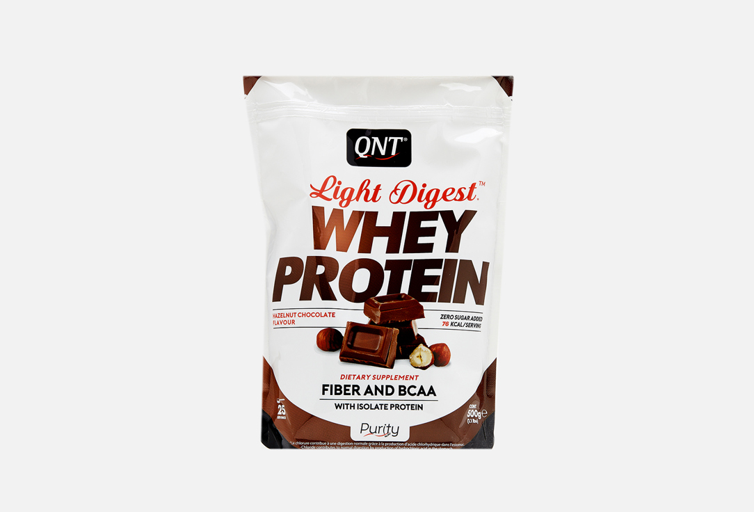 Протеин со вкусом Шоколад-лесной орех QNT Light Digest Whey Protein 500 г протеин со вкусом бельгийского шоколада qnt light digest whey protein 500 гр