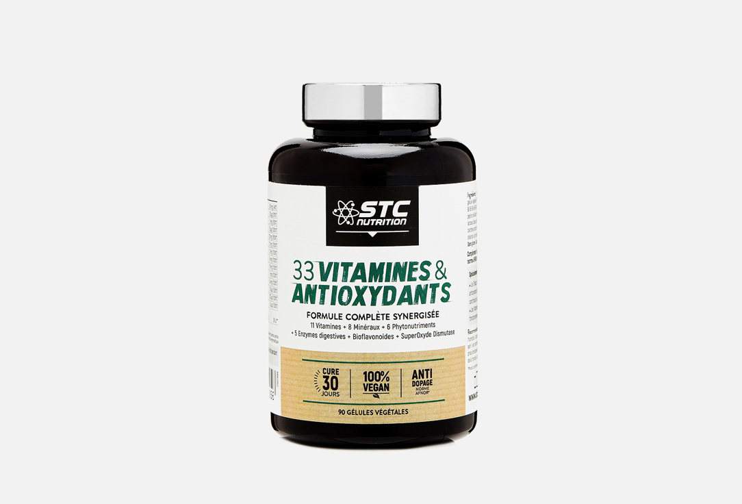 

Комплекс витаминов и минералов STC, 33 vitamines & antioxydants витамин С, Е, B, D, магний 90 шт