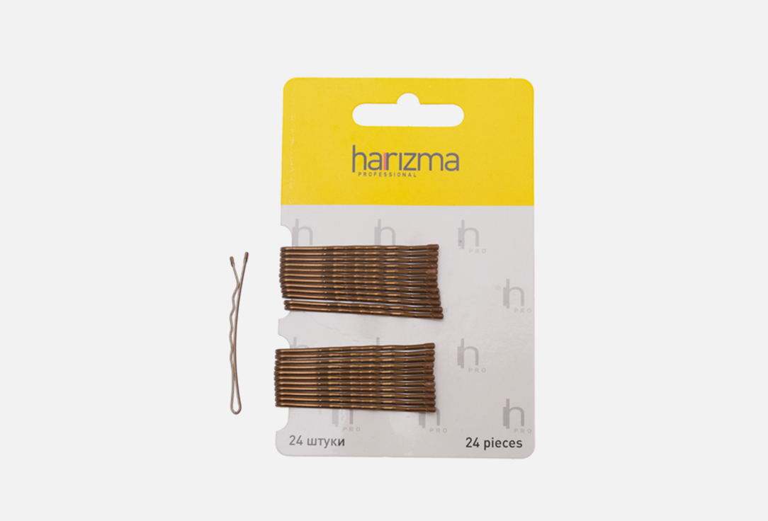 Невидимки HARIZMA 50 мм, коричневые 24 шт harizma невидимки 50 мм прямые коричневые 24 штуки harizma