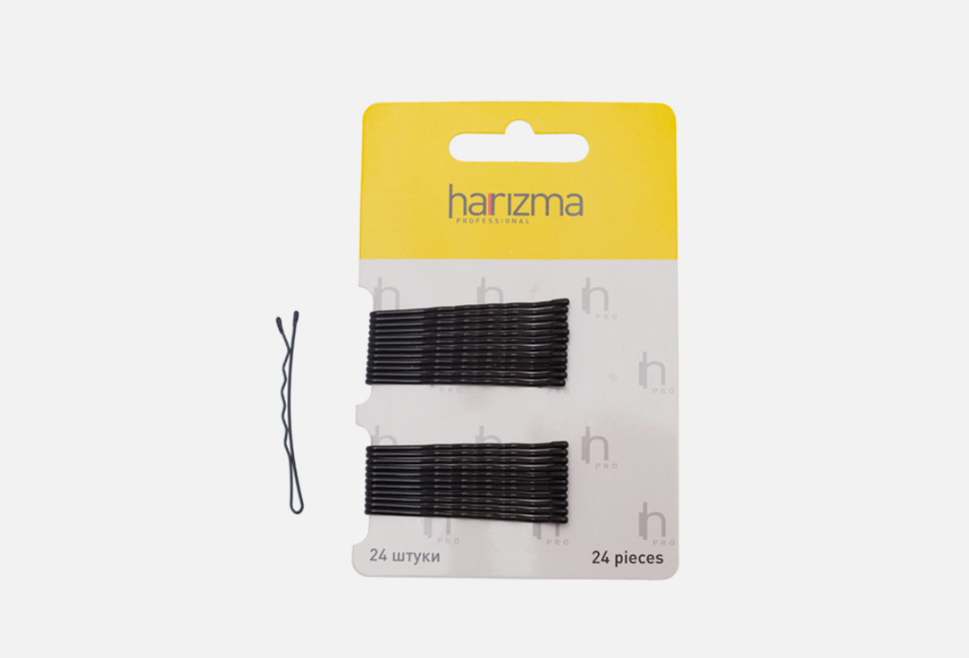 Невидимки HARIZMA 50 мм, черные 24 шт зажимы для волос harizma крокодил черные 6 шт