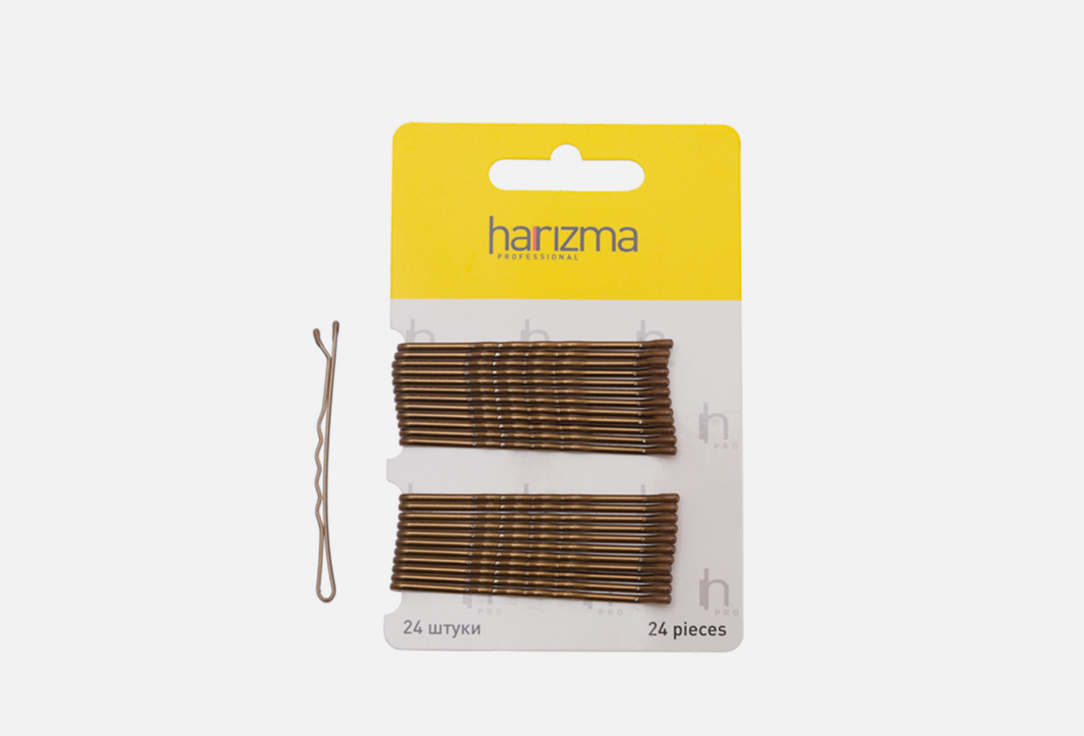 Невидимки HARIZMA 60 мм, коричневые 24 шт harizma невидимки 50 мм волна коричневые 24 штуки harizma