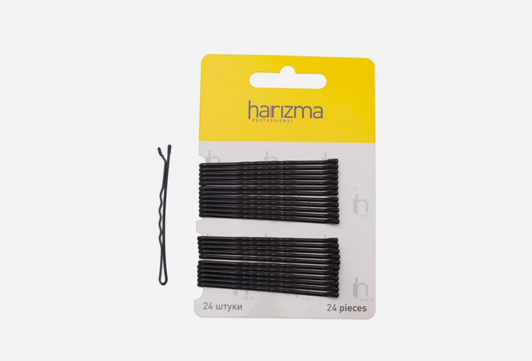 Невидимки HARIZMA 60 мм, черные 24 шт зажимы для волос harizma крокодил черные 6 шт