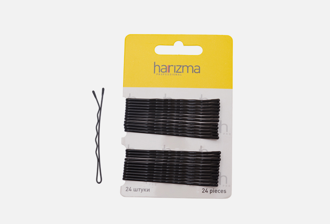 Невидимки HARIZMA 70 мм, черные 24 шт зажимы для волос harizma крокодил черные 6 шт