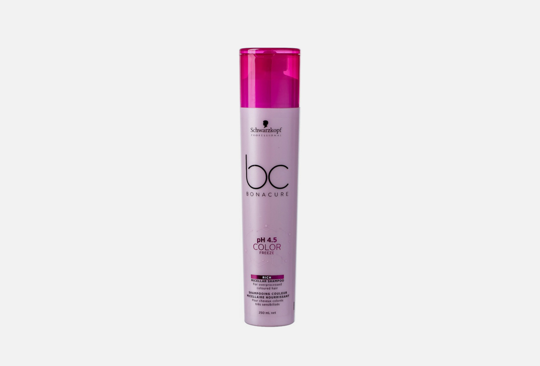 

Мицеллярный шампунь обогащенный SCHWARZKOPF PROFESSIONAL, Color Freeze Rich Micellar Shampoo pH 4.5 250 мл