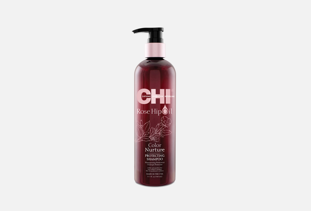 Шампунь для поддержания цвета волос CHI Rose Hip Oil 340 мл кружка розы на черном 340мл фарфор