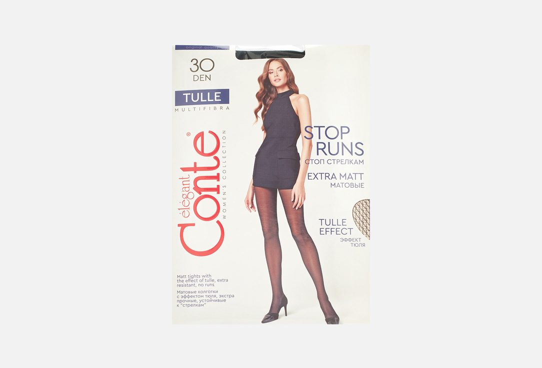 Изображение товара Женские тонкие матовые колготки CONTE ELEGANT TULLE nero 30 den