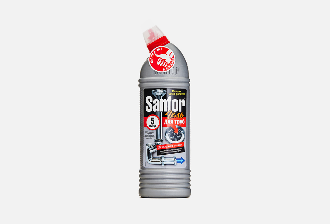 гель SANFOR Для труб 750 г средство чистящее для труб sanfor turbo от засоров 750мл