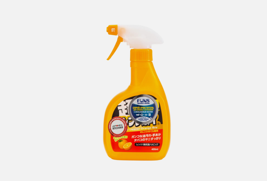 Очиститель сверхмощный для дома с ароматом апельсина FUNS Orange Boy 400 мл funs спрей чистящий для ванной комнаты с ароматом свежей зелени 380 мл funs для уборки