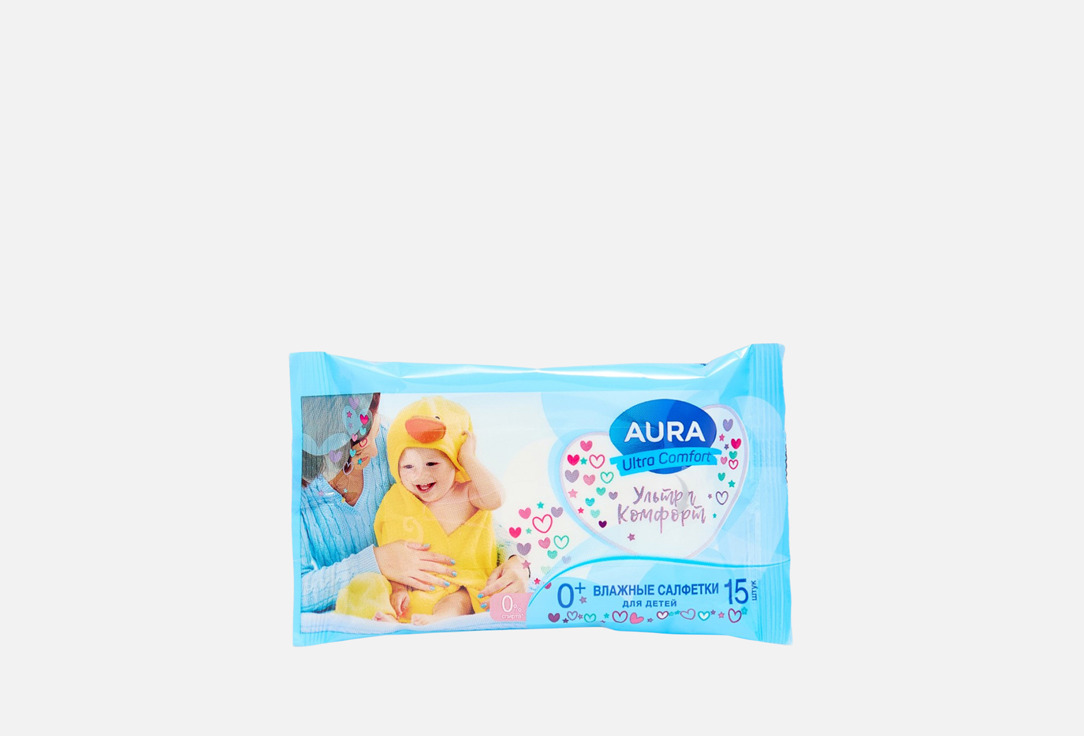 

Детские влажные салфетки AURA, Ultra Comfort 15 шт