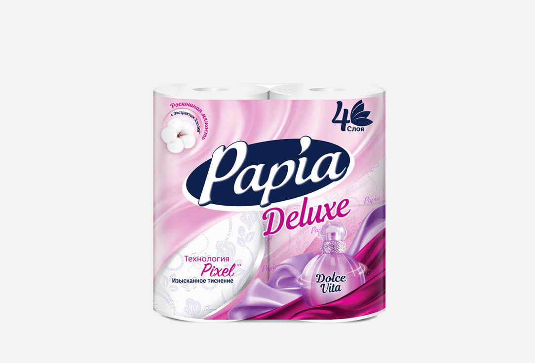 Туалетная бумага PAPIA Deluxe Dolce Vita 4 шт свеча индокитай дольче вита белый цилиндр