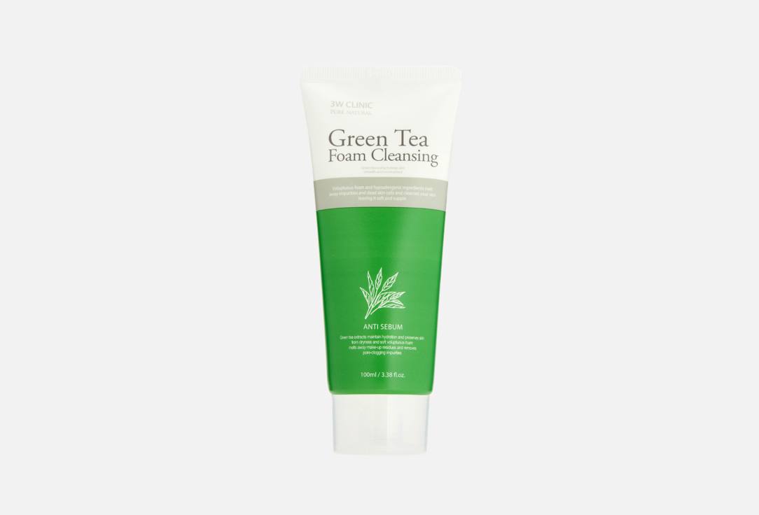 Пенка для умывания с экстрактом зеленого чая 3W CLINIC GREEN TEA FOAM CLEANSING 