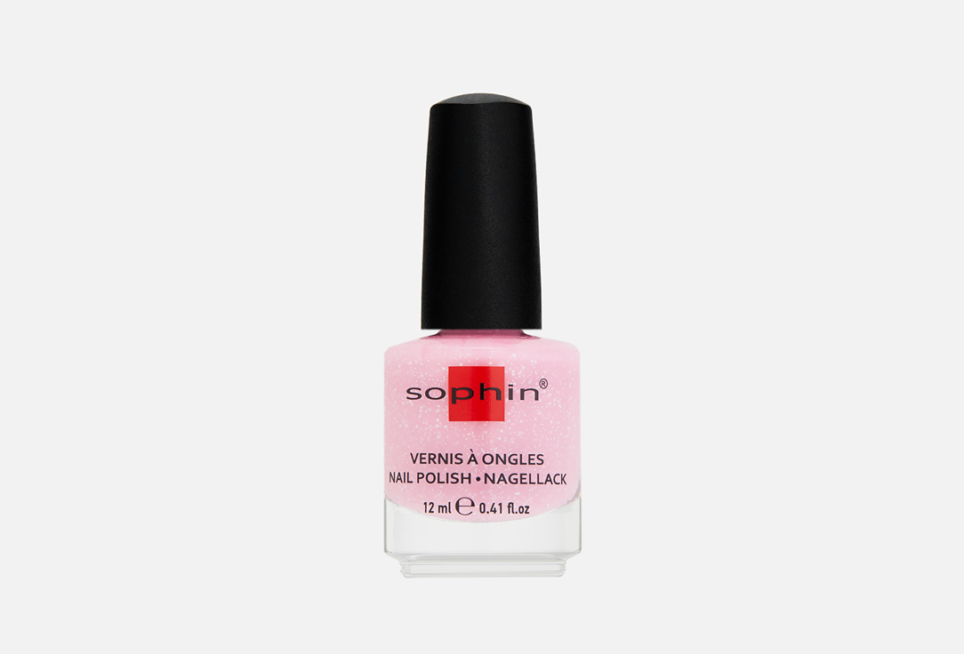Лак для ногтей Sophin Sophisticated 0328 Холодная розовая база с белым неблестящим глиттером