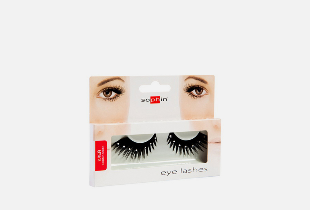 Изображение товара Эффектные накладные ресницы Sophin 0454 со стразами, многоразовые, натуральный волос