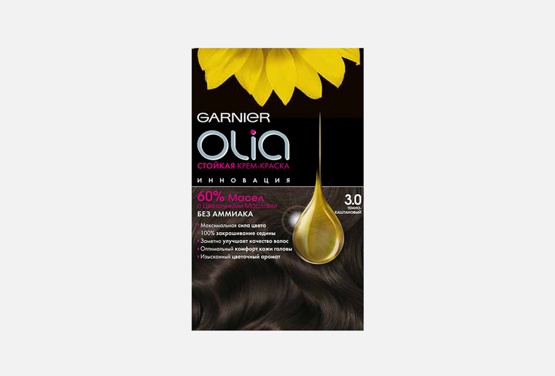 Стойкая крем-краска для волос с цветочными маслами без аммиака Garnier Olia 3,0