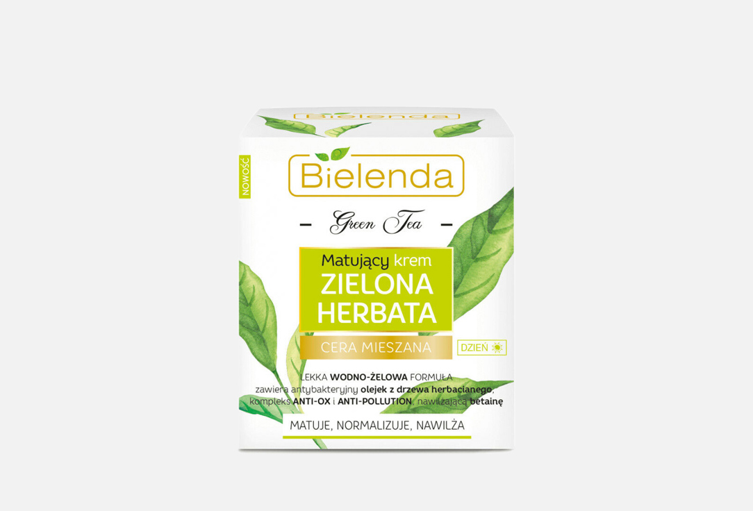 Матирующий дневной крем для лица BIELENDA GREEN TEA 50 мл гидролат 3в1 bielenda зеленый чай 200 мл