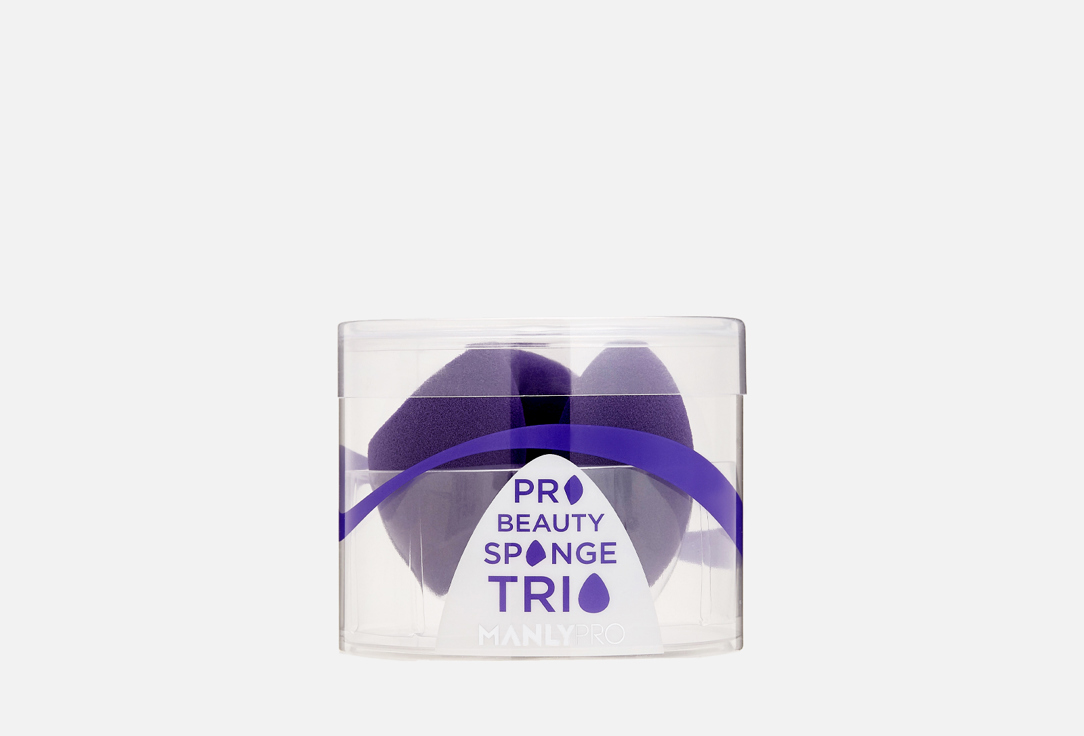 Набор бьюти спонжей MANLY PRO TRIO 3 шт мыло для очистки кистей и спонжей manly pro brush
