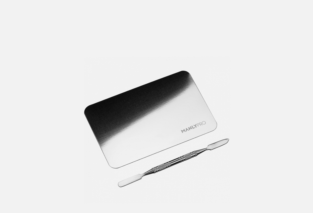 Стальная палитра для смешивания косметики в комплекте со шпателем (малая) MANLY PRO, Серебряный, Mixing Palette 1 шт