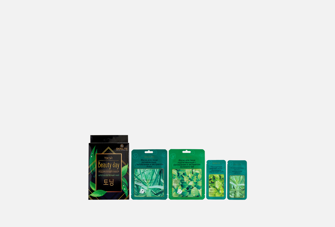 

подарочный набор SKINLITE, Beauty day алоэ & зеленый чай 4 шт