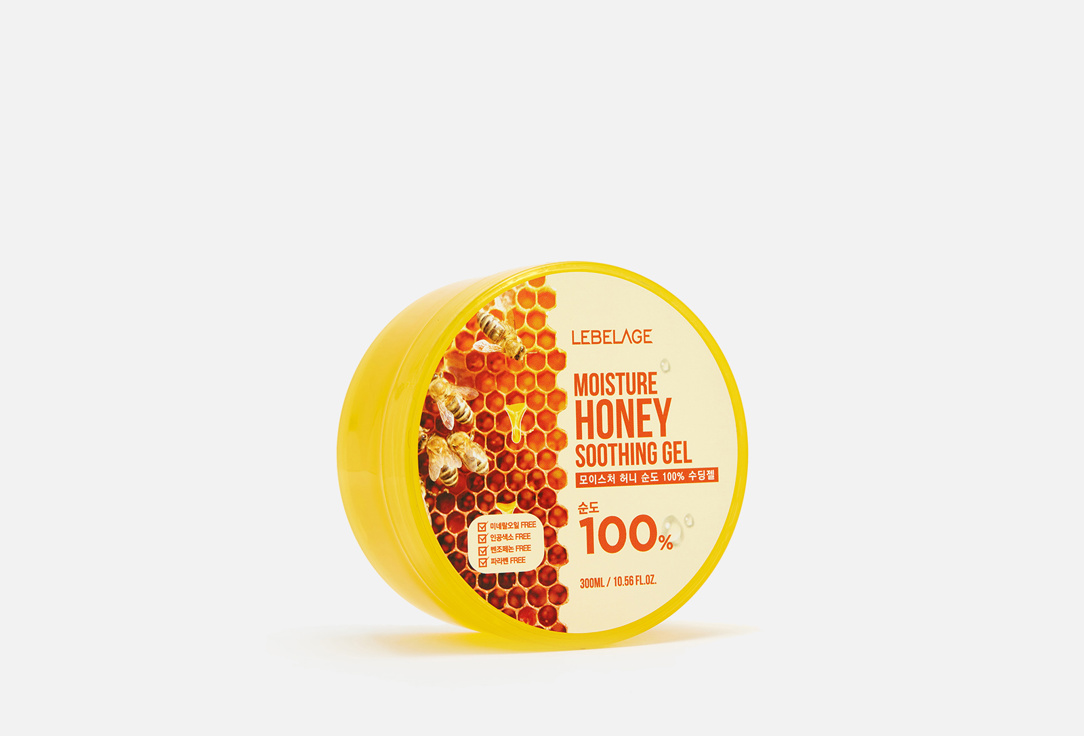 Гель для лица увлажняющий, успокаивающий с экстрактом меда LEBELAGE Moisture Honey 100% Soothing Ge 300 мл