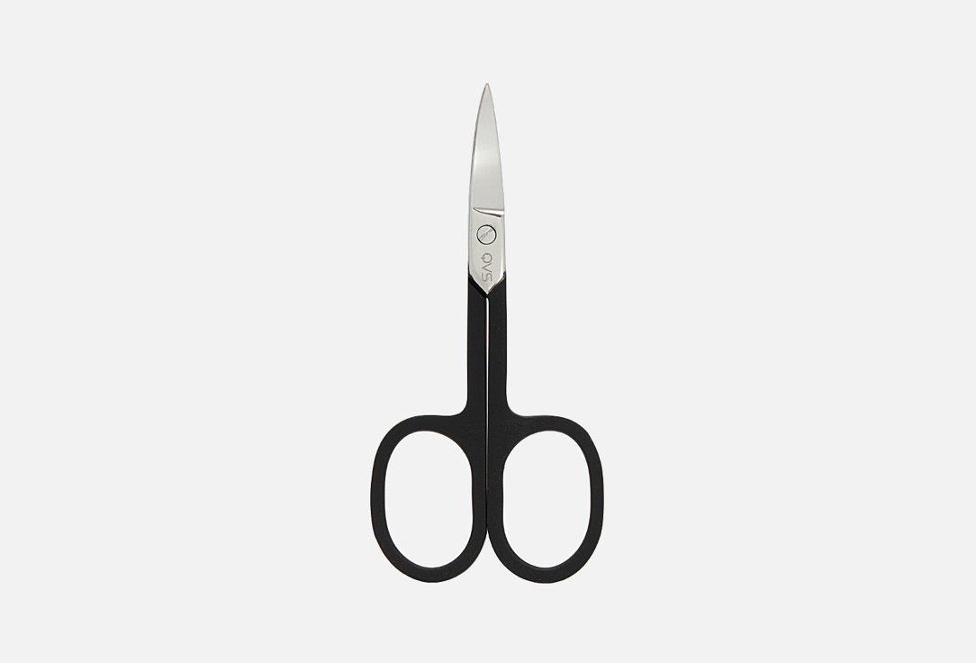 Ножницы для маникюра  QVS 82-10-1605 с изогнутыми лезвиями и черными ручками  