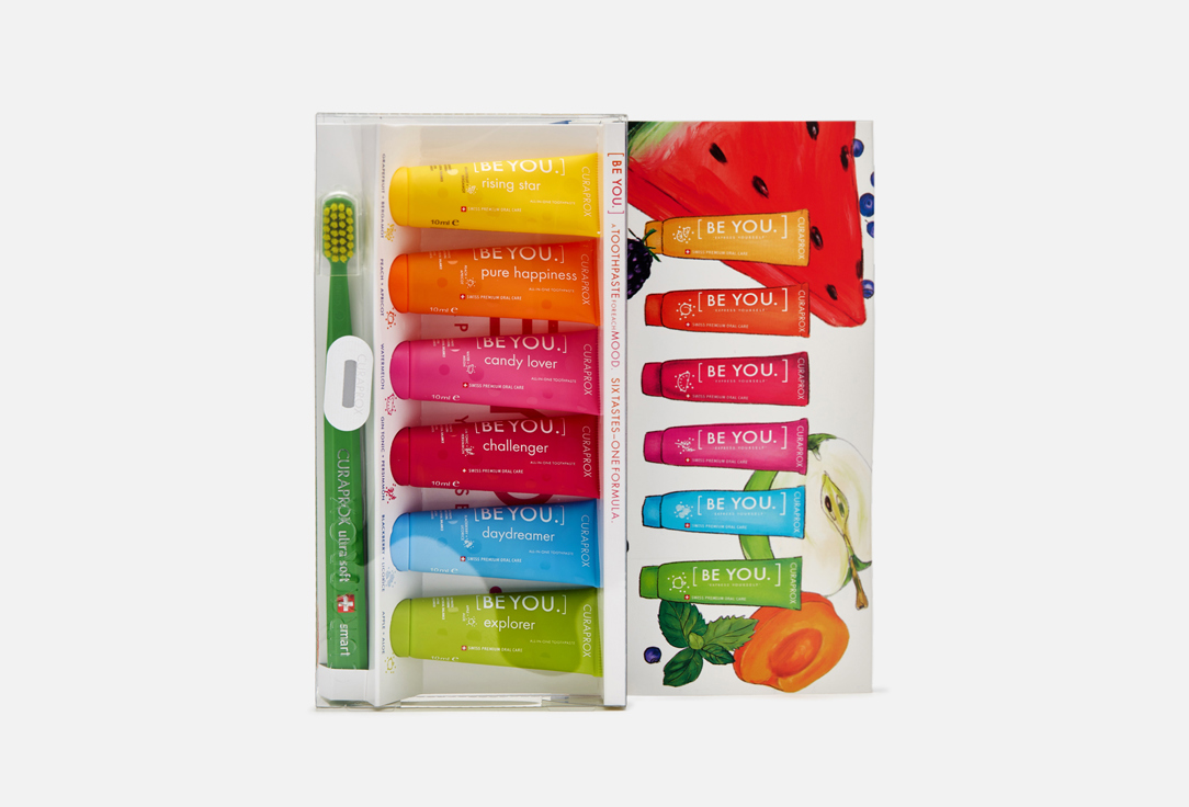 Изображение товара Набор: 6 зубных паст и детская зубная щетка CURAPROX Be You Mix set Smart