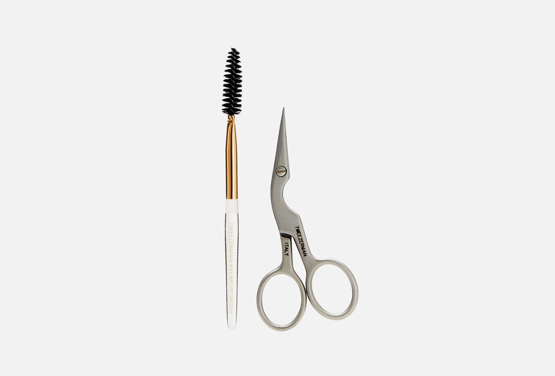 Ножницы и кисточка для бровей  TWEEZERMAN Scissors & Brush 