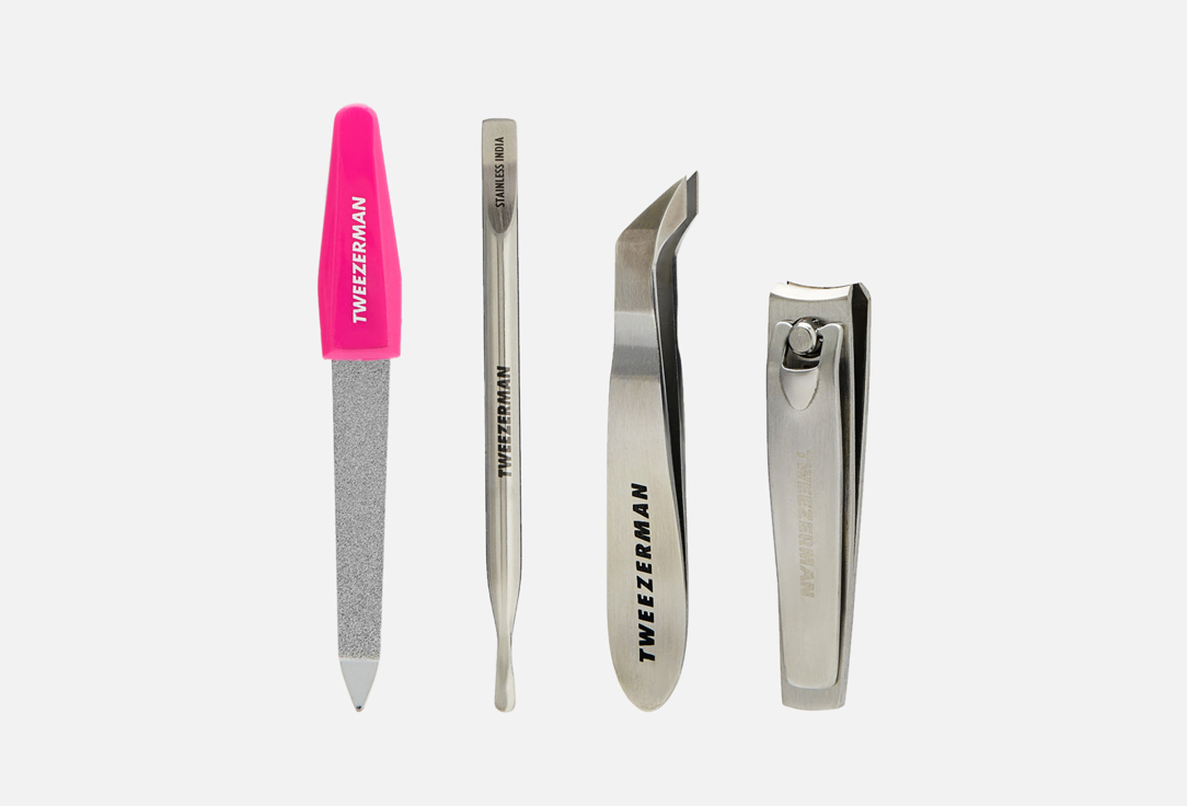 

Набор мини инструментов для маникюра 4шт. TWEEZERMAN, Серебряный, Mini Nail Rescue Kit 4 шт