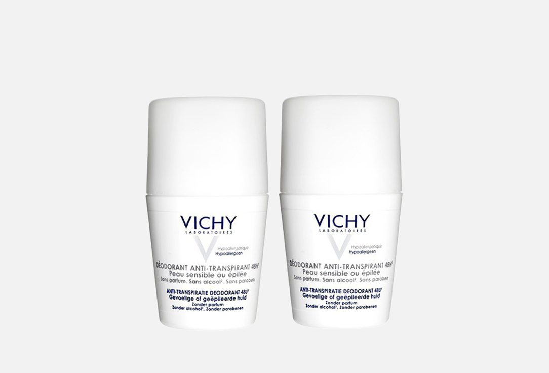 Дезодорант-антиперспирант для чувствительной кожи VICHY 48h duopack 2 шт шариковый дезодорант для чувствительной кожи vichy 48h 50 мл