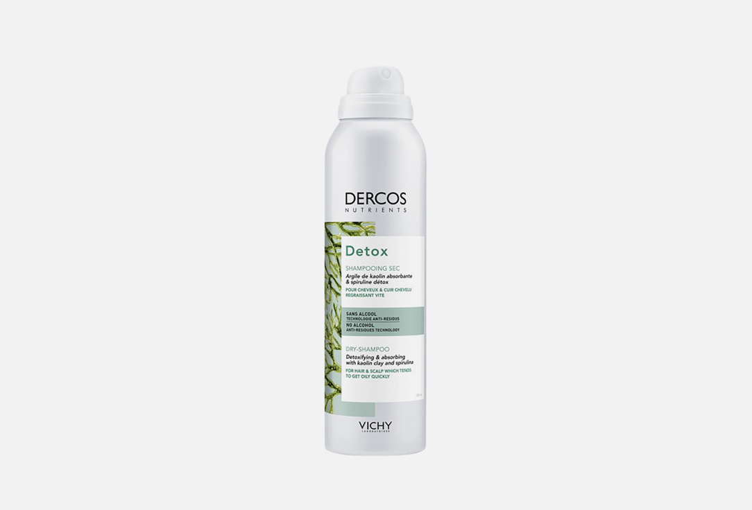 Сухой шампунь для волос VICHY Dercos Nutrients Detox 150 мл очищающий сухой шампунь чистый детокс с водорослями био для нормальных и жирных волос 150мл