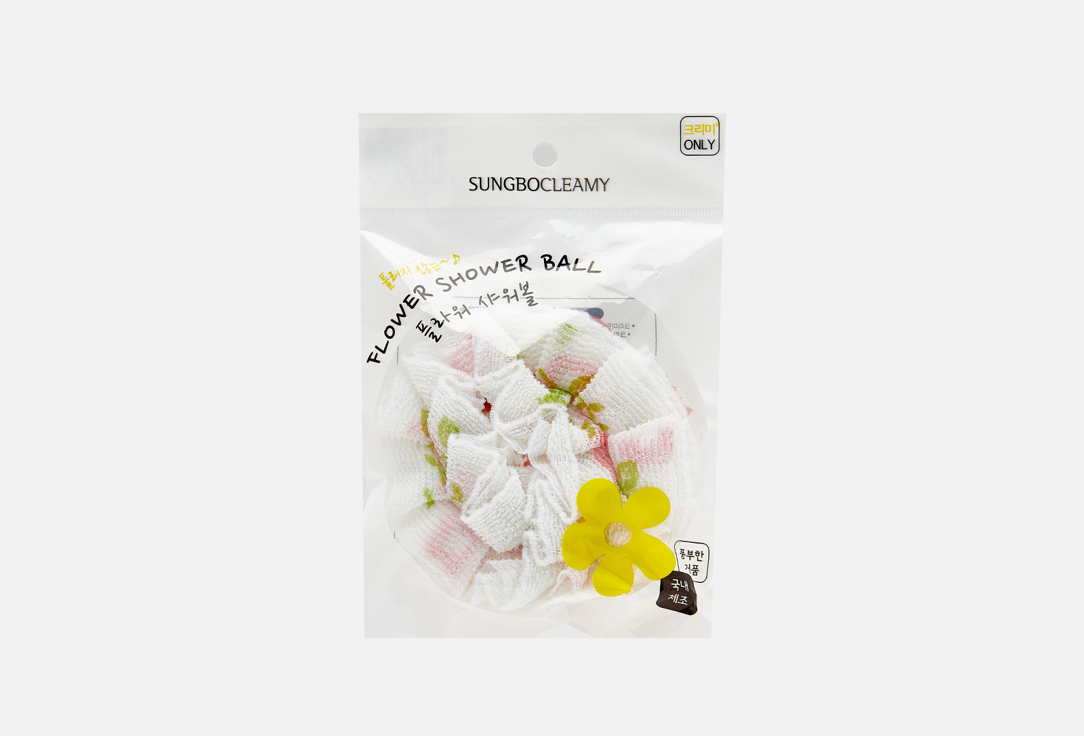 Изображение товара Мочалка для душа Sung Bo Cleamy Flower shower ball средне-жесткая нейлоновая