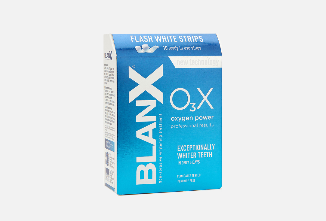 Полоски отбеливающие BLANX O₃X flash white stripes 10 шт зубная паста отбеливающая сила кислорода o3x oxygen power blanx бланкс